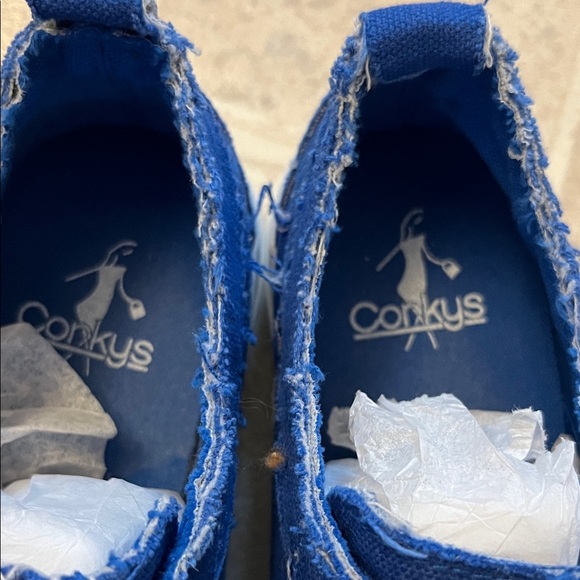 Corkys Royal Blue Babalu Canvas Slip-Ons NWOT Size 7 - Picture 2 of 8